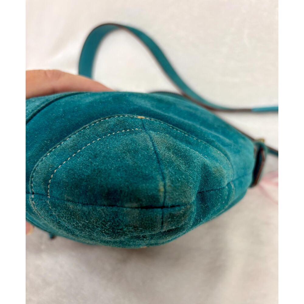 Vintage Coach Soho Suede Drawstring Cinch Bag in Turquoise Suede - Picture 6 of 15